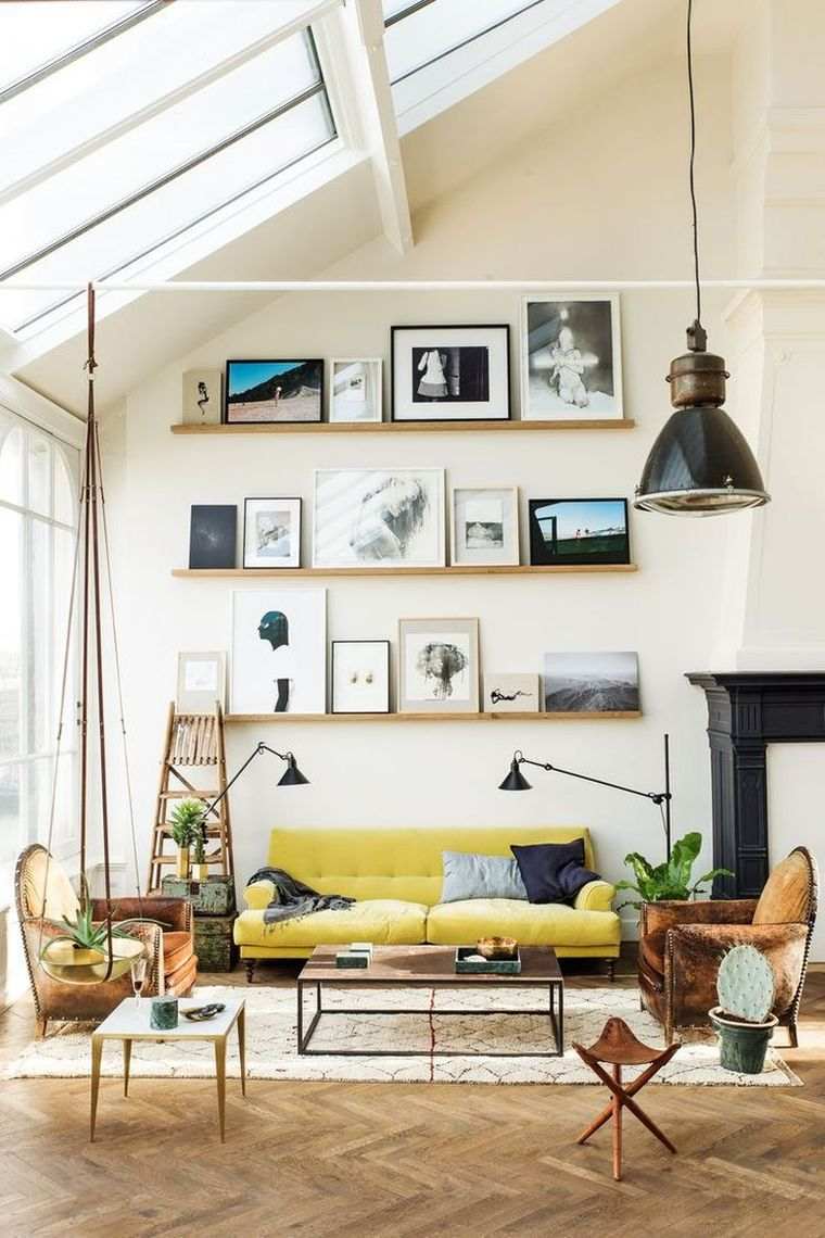 déco jaune salon moderne avec canapé 