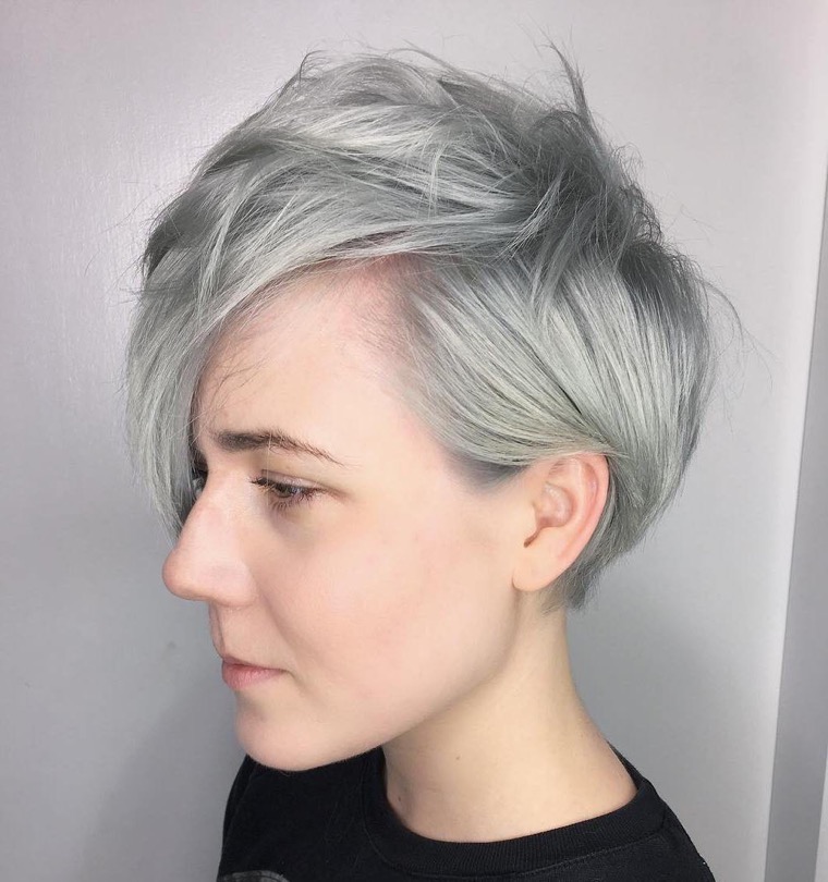couleur cheveux gris coiffures