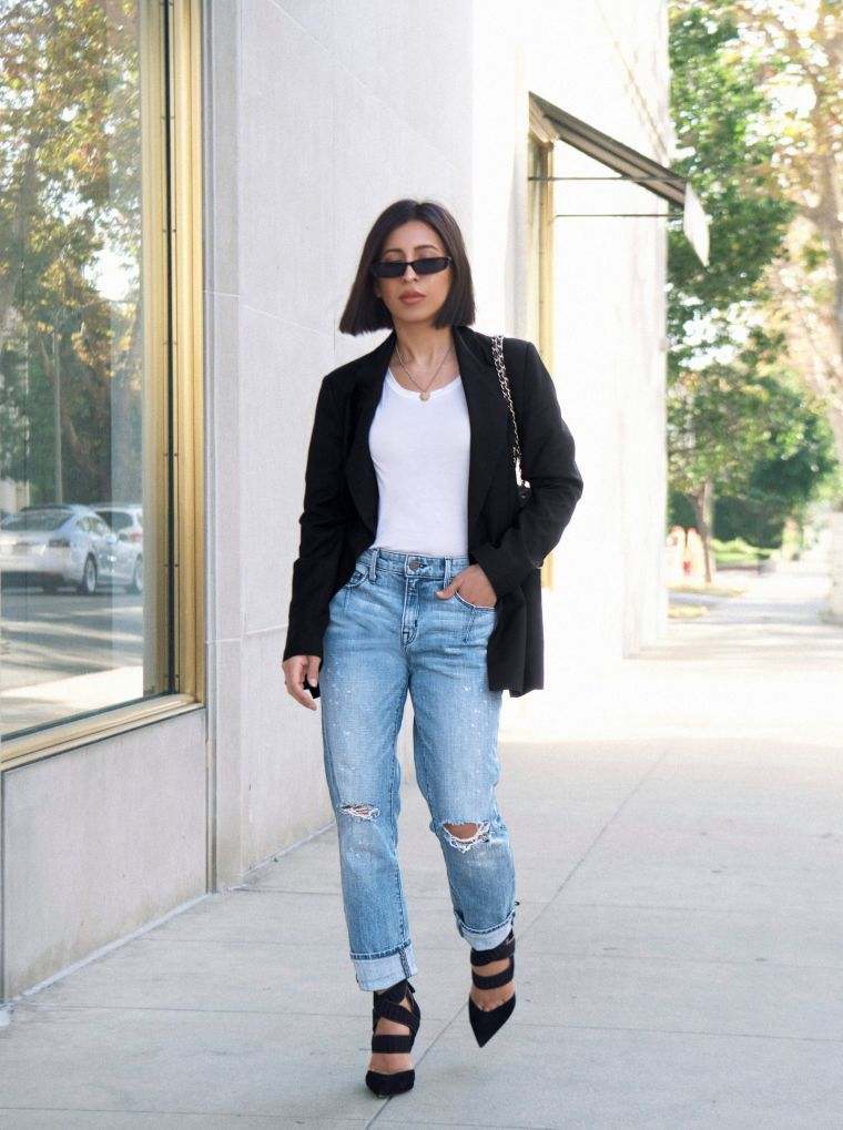 jeans tendance femme printemps 2021 troués avec talons