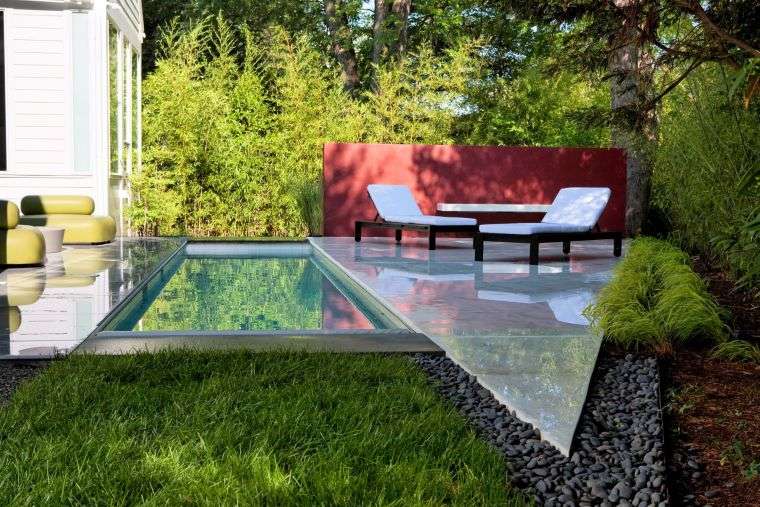 pièce d'eau jardin avec piscine design
