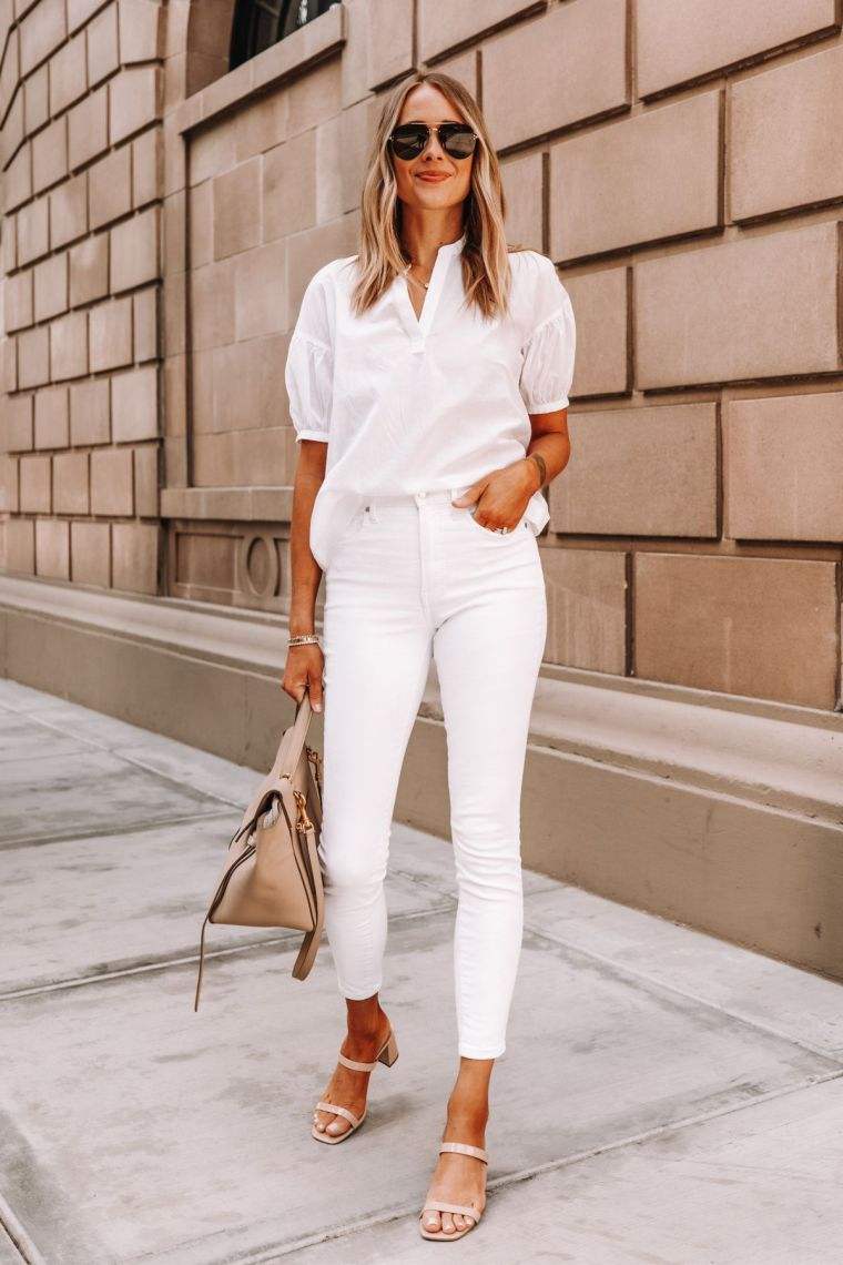 tenue de travail femme : pantalon blanc 
