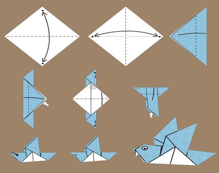 pliage origami facile oiseau