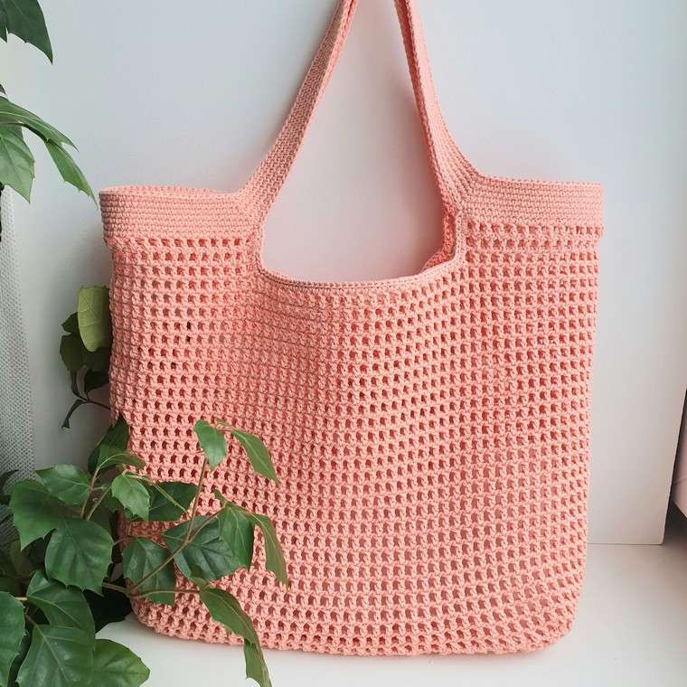 sac plage rose maille