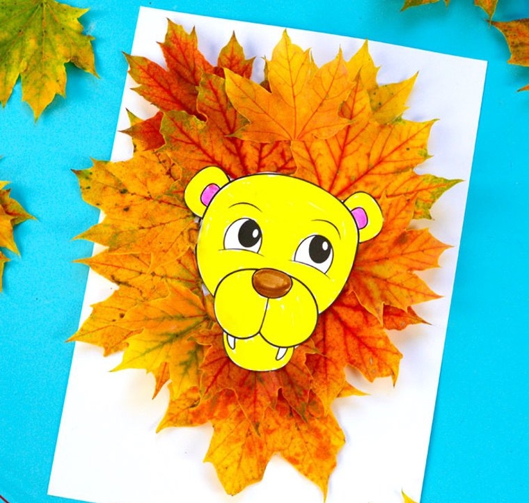 que faire des feuilles d'automne : un lion
