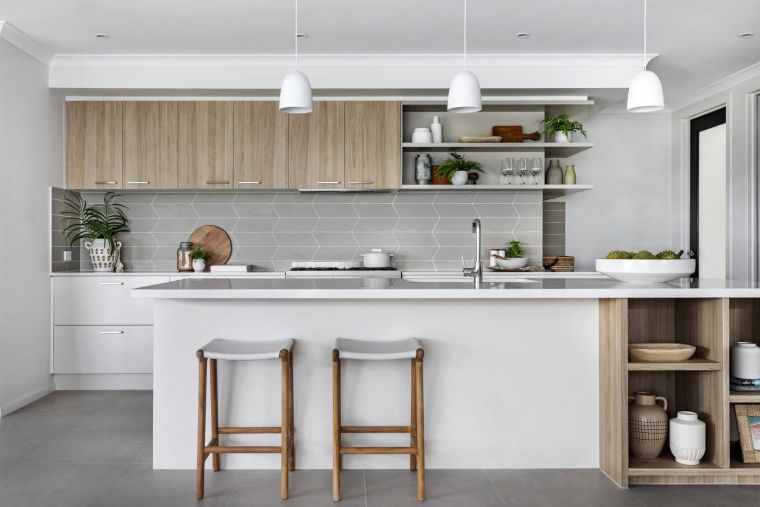 cuisine design moderne 2021 blanche et bois 