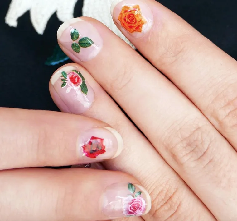 stickers ongles fleurs realistes
