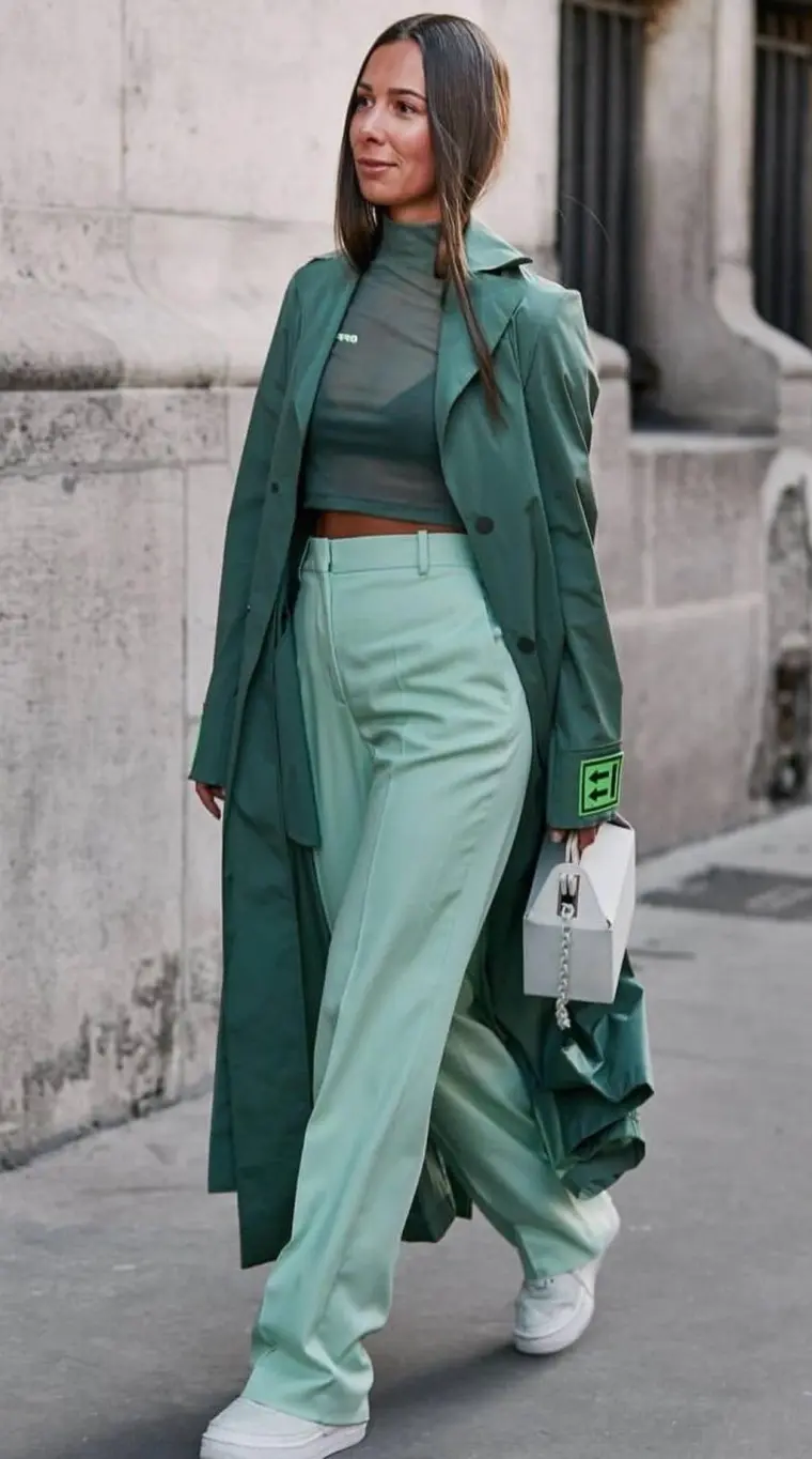 pantalon large femme vert 40 ans