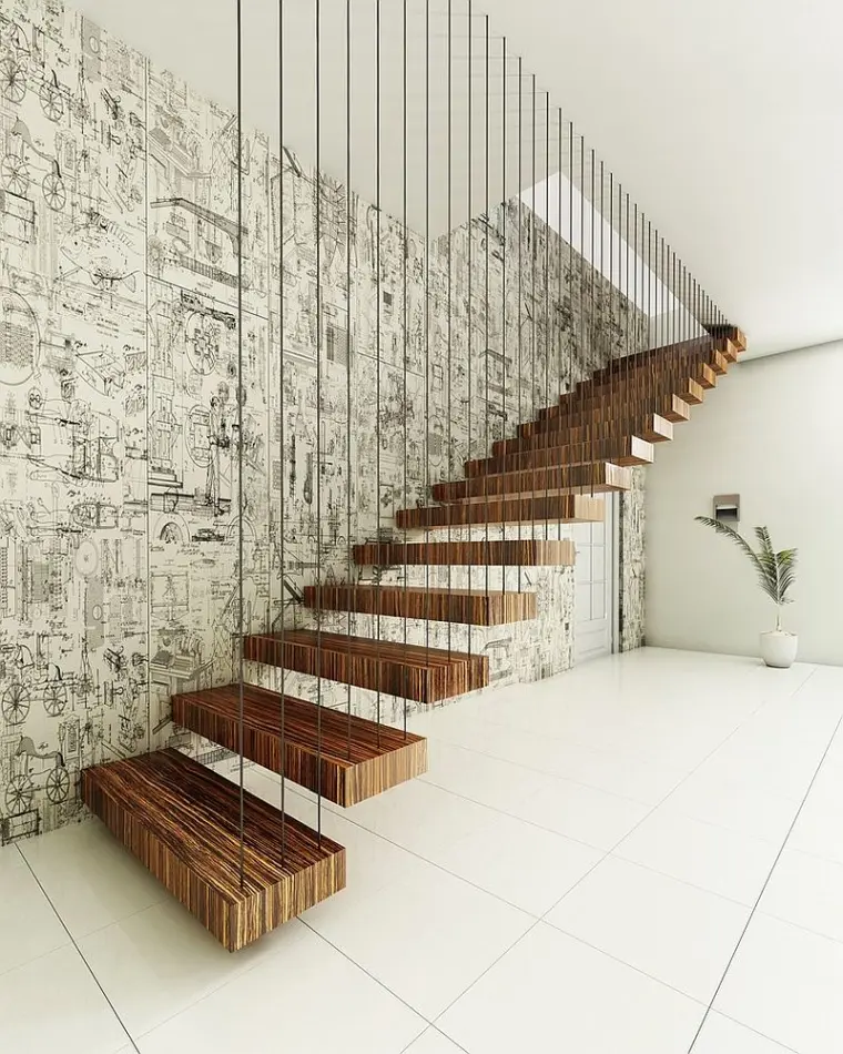 escalier flotant contemporain maison