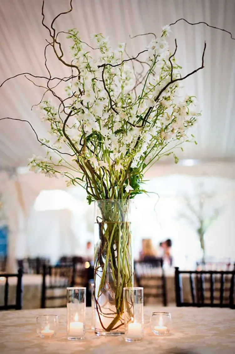 bouquet branches sauvages centre table mariage