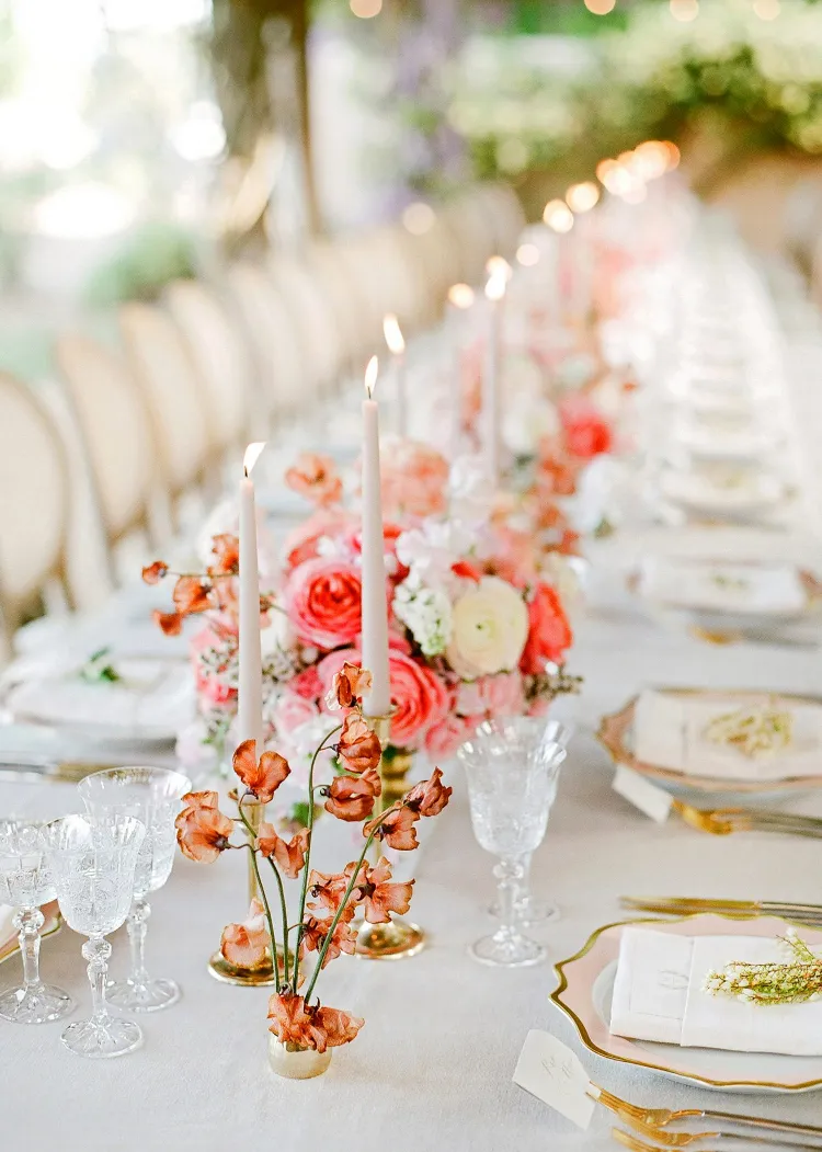 centre table mariage roses
