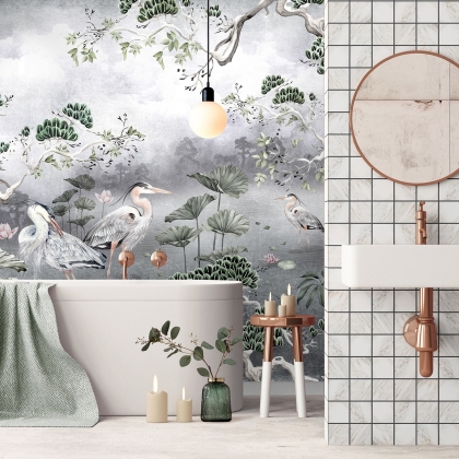 déco salle de bain moderne papier peint idée