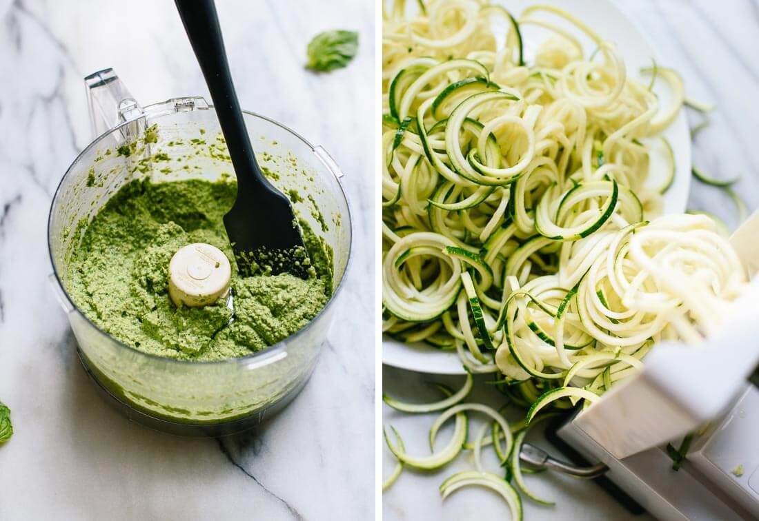 recette courgettes facile nouilles au pesto