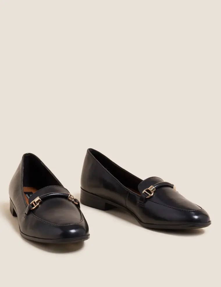 chaussures automne mocassins M&S cuir noir