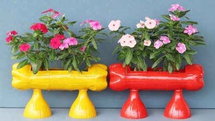 bricolage avec bouteille plastique pots jardin