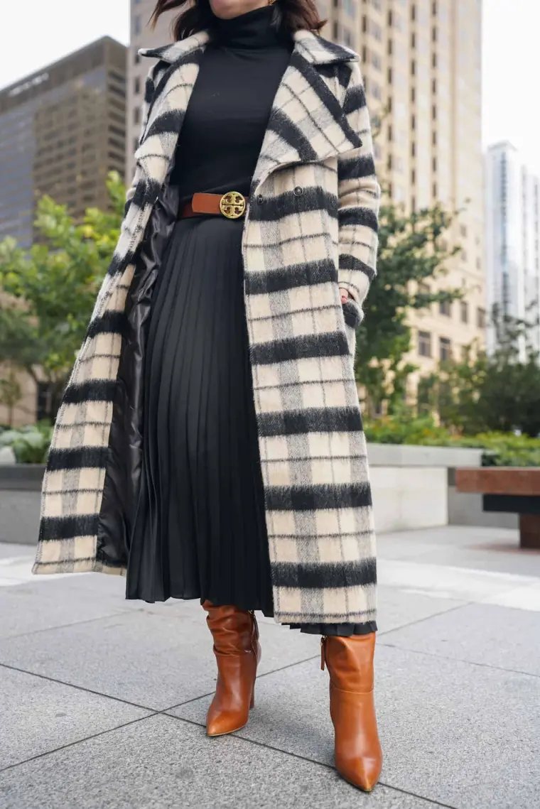 jupe bohème longue hiver avec manteau tendance