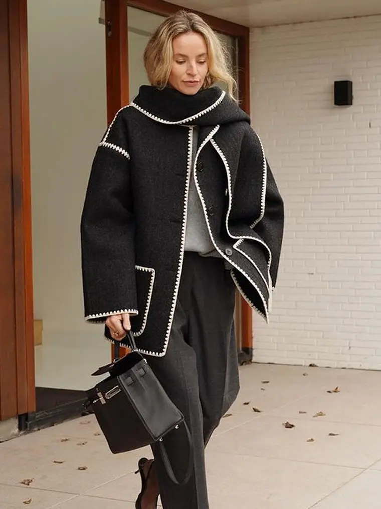 manteau hiver femme tendance avec écharpe
