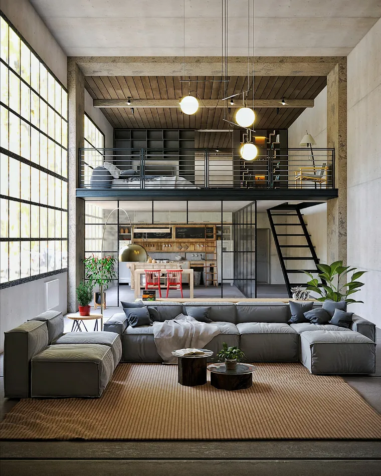 loft avec mezzanine idée design