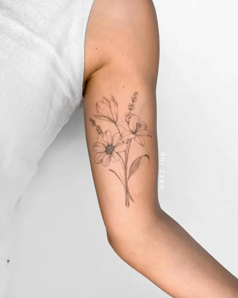 tatouages temporaires idées designs fleur