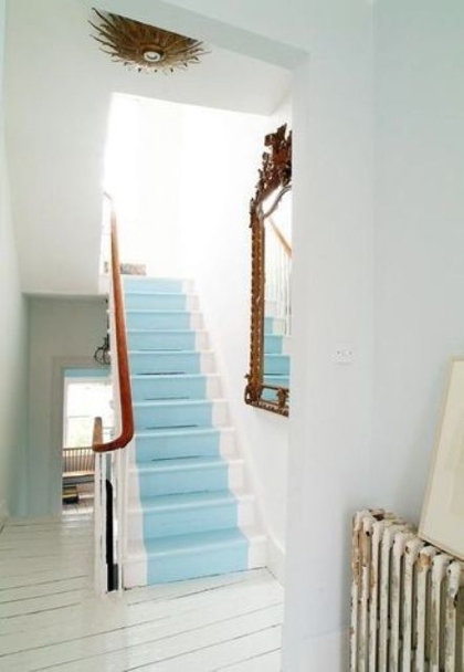 Bleu clair decoration escalier nautique