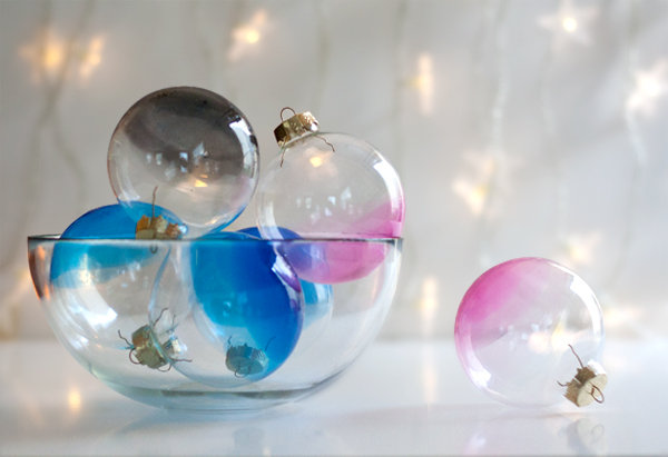 Boules Noël verre transparent délavé