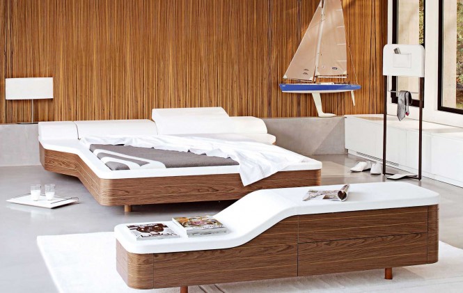 Chambre à coucher Roche Bobois design original bois noyer