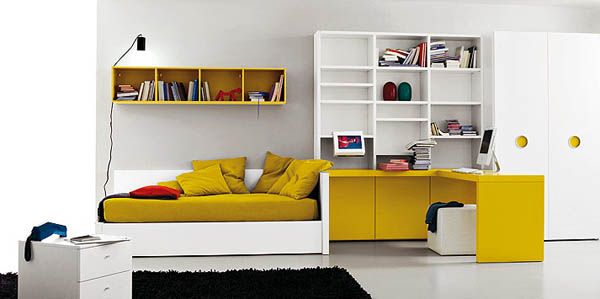 Chambre ado jaune style moderne