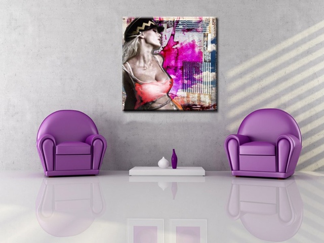 Design violet avec tableau