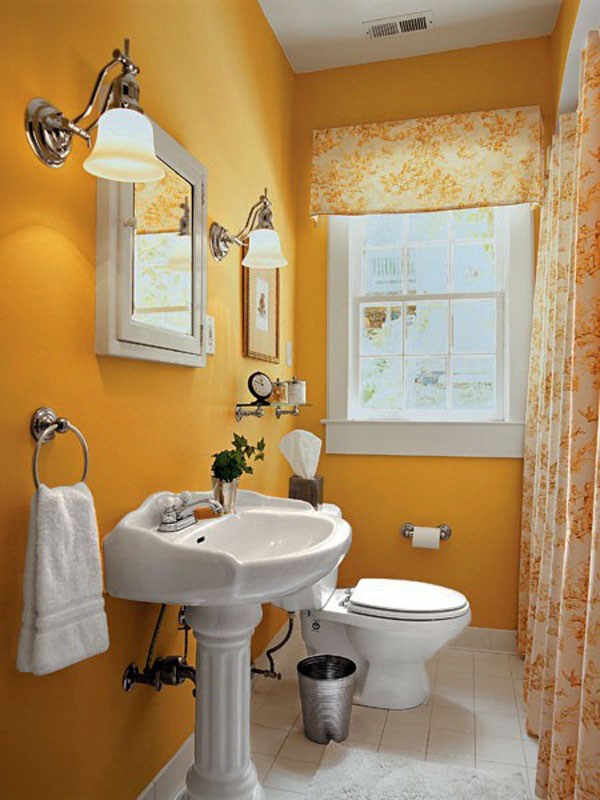 Idées déco salle de bain jaune vif