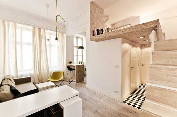 Petit appartement mezzanine escalier design