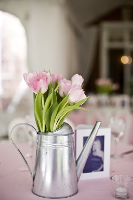 Tulipes roses centre de table printemps
