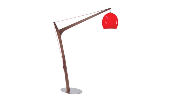 Lampe suspendue a pied Roche Bobois rouge collection Accastillage