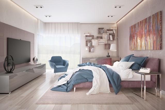 appartement designcouleurs changent dans bleu violet autre chambre à coucher