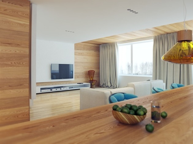 appartement f2 moderne plan travail bois cuisine citron