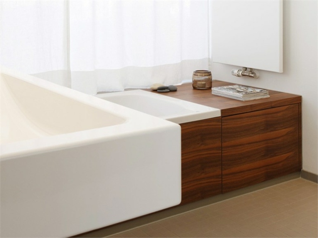 baignoire meuble bois salle de bains
