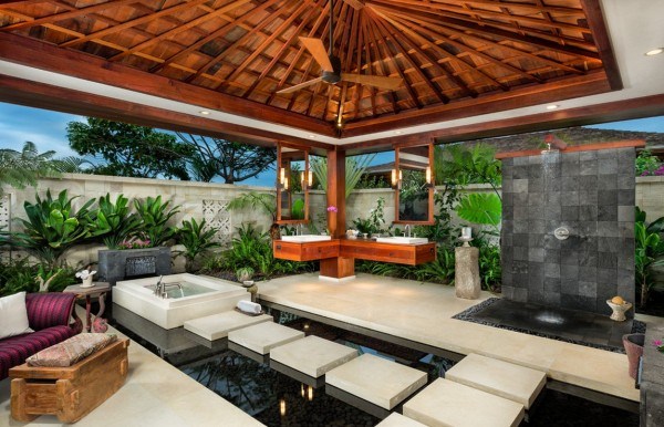 bassin eau terrasse style tropical