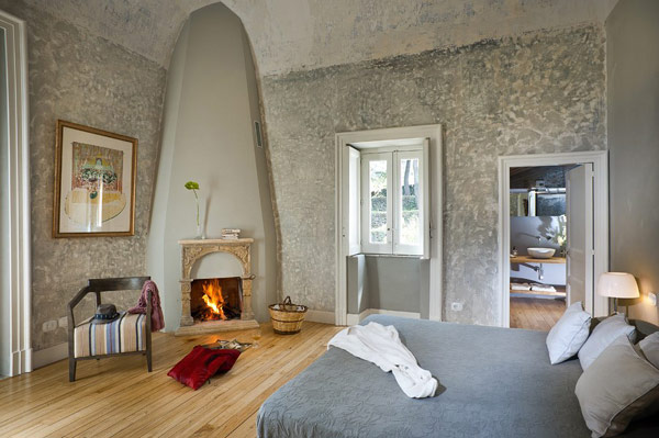 belle chambre avec cheminée design