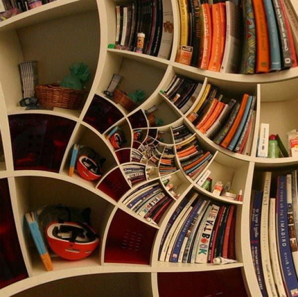 bibliothèque bois spirale meuble