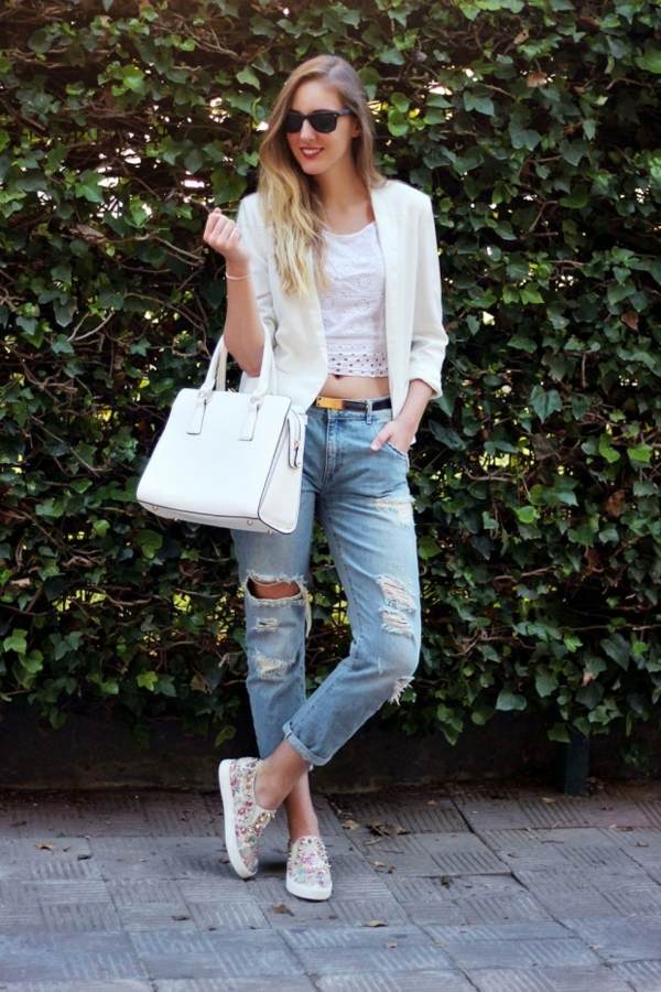 blazer blanc femme jeans