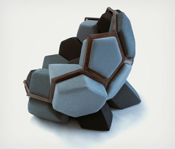 bleu noir fauteuil confort bois