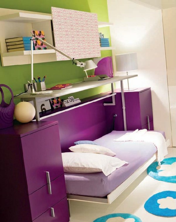 bureau couleur violet cache lit