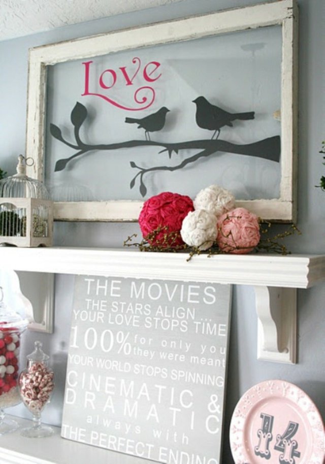 Cadre DIY vintage décor très féminin tableau oiseaux rose
