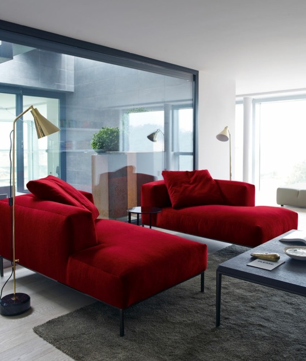 canapé rouge mobilier moderne salon