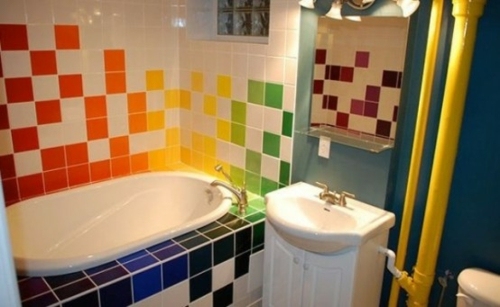 carrelage salle de bain multicolore