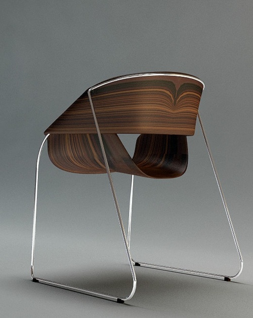 chaise cadre metal design marron placage noeud