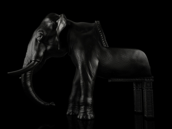 chaise cuir noir forme elephant