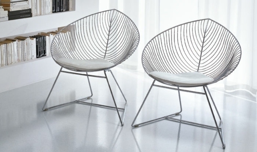 chaise élégante métal feuille design