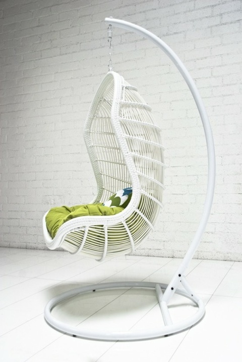 chaise suspendue design blanc vert