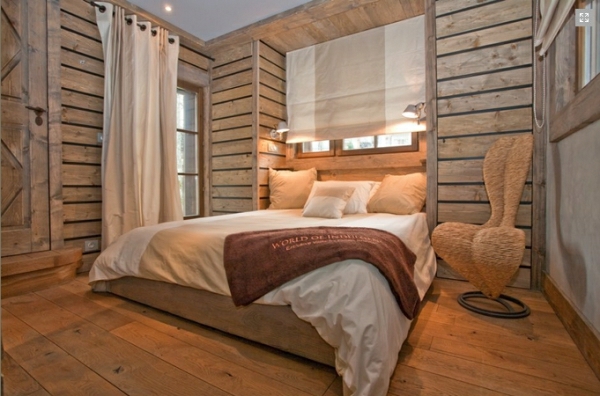 chalet bois chambre à coucher compacte chaise design
