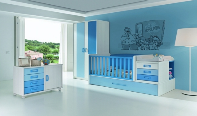 chambre bébé garçon bleu