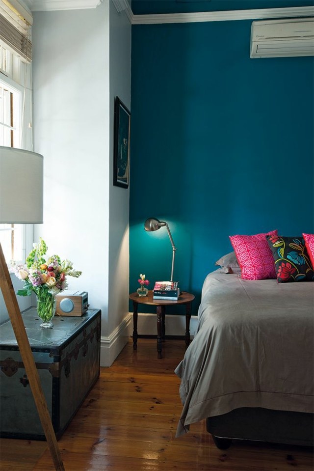 chambre coucher bleu turquoise